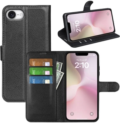 MobyDefend Hoesje - Geschikt voor iPhone 16e / iPhone 17e - Kunstleren Wallet Book Case (Sluiting Voorkant) - Zwart