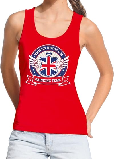 Rood United Kingdom drinking team tanktop / mouwloos shirt rood dames - Engeland kleding S