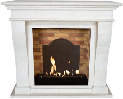 Xaralyn Bio-ethanol haard - Kreta BME-SWP - wit gepolijst natuursteen - 3 KW verwarming - haardombouw inclusief inbouwhaard - schouw