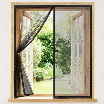 Horrenraam - Insectenhor Raam - Frisse Lucht - Montage Zonder Boren - 50 x 100 cm - Zwart