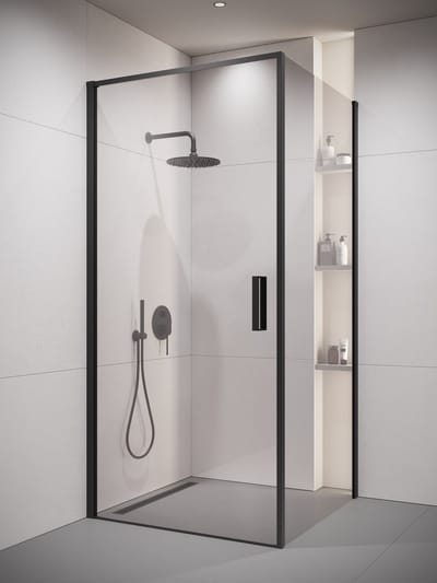 Badplaats Douchecabine Alava 80 x 80 x 190 cm – Zwart – Douchewand met Draaideur