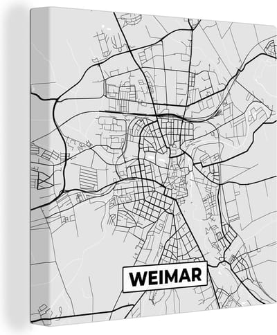 Canvas Schilderij Weimar - Kaart - Duitsland - - Plattegrond - Stadskaart - 20x20 cm - Wanddecoratie