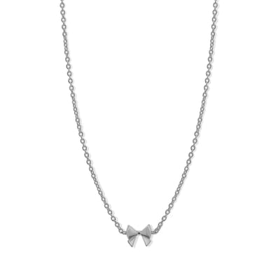 New Bling 9LA-20046N Zilveren Ketting met Hangertje - Strikje - 8x7mm - 39+3+4cm - Rhodium - Zilver