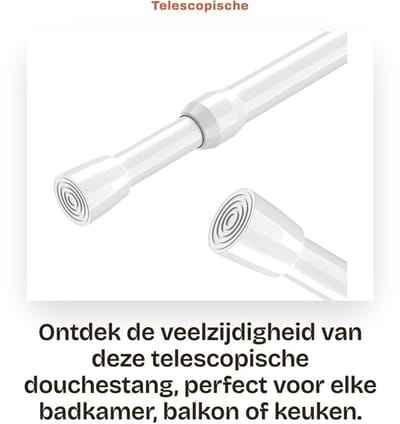 Dailygoods- Douchegordijnroede - Verstelbaar 30-50 cm - Geen boren - Hoogwaardig metaal - Antislip rubber - Eenvoudige installatie - Tension Rod
