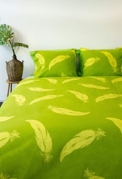SENZATIONE 100% Katoen Percaline Dekbedovertrek 240x200/220-2x60x70 cm FEATHERS GROEN