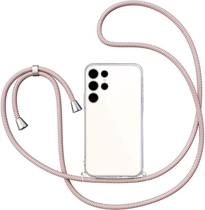 Hoesje met Koord geschikt voor Samsung Galaxy S25 Ultra - Back Cover Siliconen Case Transparant Hoes Roségoud