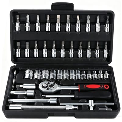Dailygoods- Dopsleutel Kit 46-delig - Ratelset - Schroevendraaierset - Bit Sockets - Chroom Vanadium Staal - 1/4 inch Aandrijving - Gereedschapset