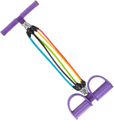 Pedaaltrekker - Fitness band trainer - Thuis sporten - Antislip handgrepen - 62 cm - Paars