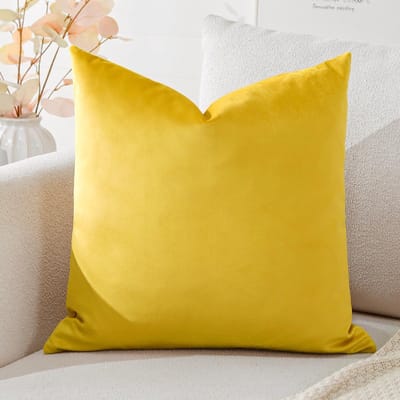 fluwelen kussenhoezen, decoratieve vierkante kussenhoezen, zachte, effen kussenhoezen voor bank, sofa, slaapkamer, woondecoratie, 45 x 45 cm, goudgeel