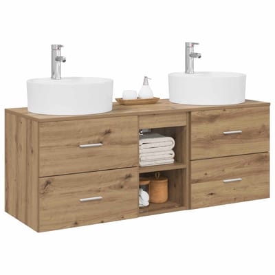 vidaXL - Badkamerkast - set - 3 - st - Artisanaal - eiken - 129 - x - 44,5 - x - 82 - cm