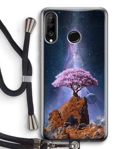 Case Company® - Hoesje met koord geschikt voor Huawei P30 Lite hoesje met Koord - Ambition - Telefoonhoesje met Zwart Koord - Bescherming aan alle Kanten en Over de Schermrand