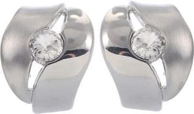 Behave - Oorbel steker zilverkleur glans mat kristal modern 18mm