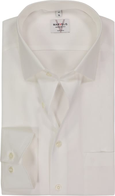 MARVELIS modern fit overhemd - beige - Strijkvrij - Boordmaat: 41