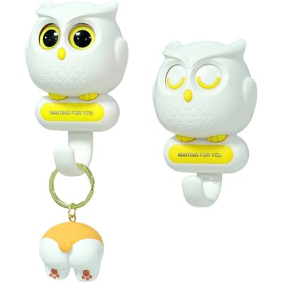 1 STuks Creatieve Knipperende Kat Haak Slaapzaal Slaapkamer Deur Hangers Sleutel Paraplu Handdoek Pet Kledingrek Wanddecoratie Sleutelhouder Wand wit