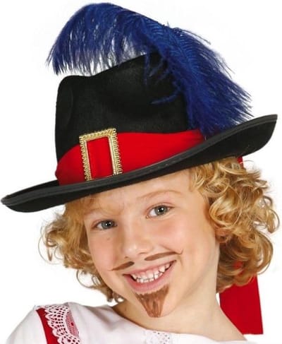 Fiestas Guirca Musketierhoed Junior 24 Cm Vilt Zwart/rood/blauw