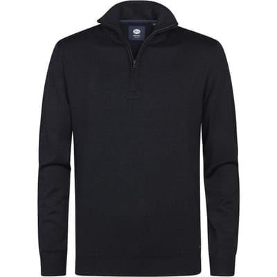 Petrol Industries - Heren Gebreide Half-Zip Trui Lexington - Zwart - Maat XXL