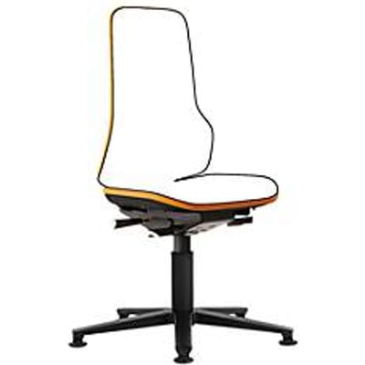 Werkstoel bimos NEON, synchroonmechanisme, basismodel zonder bekleding, met glijders, flexband oranje