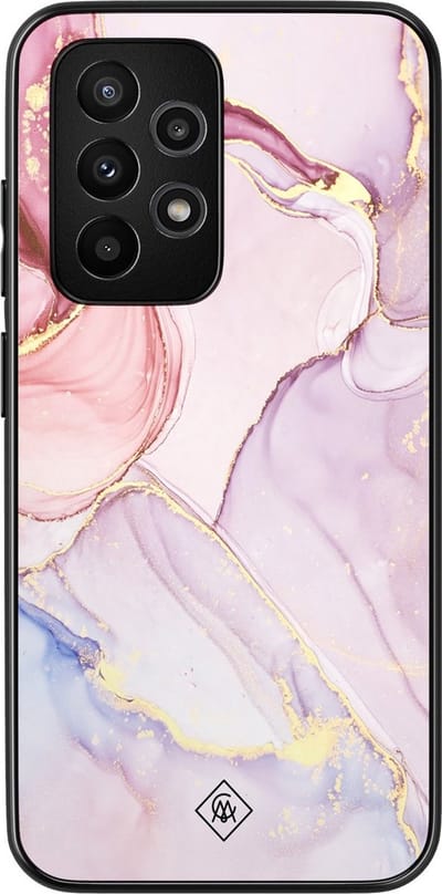 Casimoda® hoesje - Geschikt voor Samsung Galaxy A53 - Marmer roze paars - Zwart TPU Backcover - Marmer - Paars