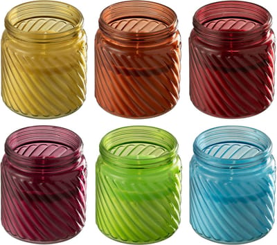 J-Line geurkaars Popa - glas - mix - 6 stuks