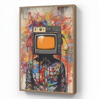 Wandlamp 60x90 cm - Oplaadbaar - Televisie - Graffiti - Mens - Kleuren - Wandlampen binnen woonkamer - Slaapkamer lamp - Decoratieve nachtlamp - Vloerlamp draadloos