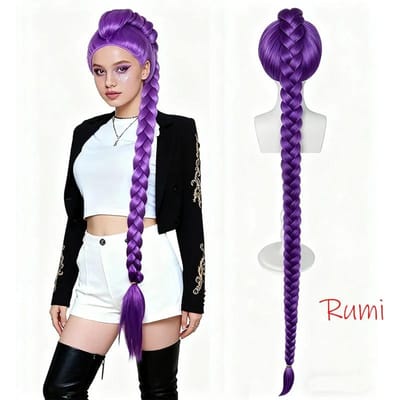 Rumi Mira Zoey Pruik Mannen Vrouwen Synthetische Pruiken Pruik+Gratis Pruikkap Anime Cosplay Halloweenfeest Volwassen Accessoire (Dark Purple,One Size) donkerpaarse kleur