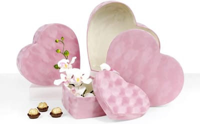 Fluwelen Bloembakken - Geschenkdozen - Bloemarrangementen - Set van 3 - Verschillende maten - Roze