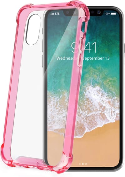 Celly Armor Siliconen hoesje - Geschikt voor Apple iPhone Xs Max - TPU Back Cover - Schok bestending - Transparant/Roze