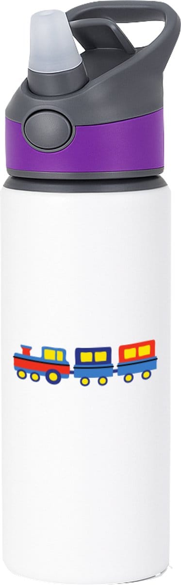 Hacebo® - Trein waterfles met rietje paars - Treinmachinist - trein liefhebbers - machinist - voertuig - water fles - 650ML