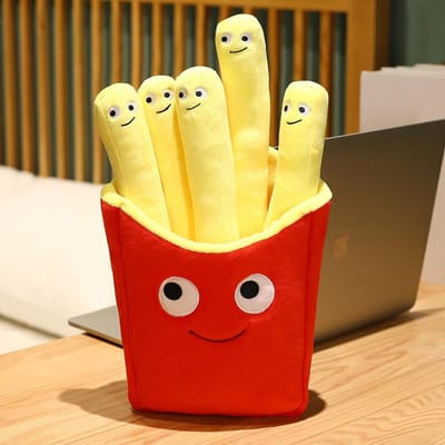 Glimlach Friet Knuffel Pluche Gevuld Speelgoed Pluche Creatief Bankkussen Gesimuleerd Voedsel Chips Auto Accessoires Kinderverjaardagscadeaus