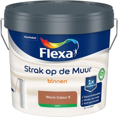 Flexa - Strak Op De Muur Binnen Mat - Warm Colour 5 - Mengverf - 5 L