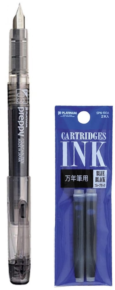 Platinum - Preppy Fountain pen Japan - Extra Fine - 0,2 - ZWART - vullingen DONKERBLAUW