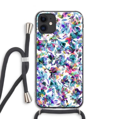 Case Company® - Hoesje met koord geschikt voor iPhone 11 hoesje met Koord - Hibiscus Flowers - Telefoonhoesje met Zwart Koord - Bescherming aan alle Kanten en Over de Schermrand