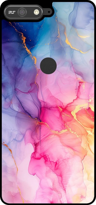 Smartphonica Telefoonhoesje Geschikt voor Huawei Y6 Prime (2018) met marmer opdruk - TPU backcover case marble design - Regenboog geschikt voor Huawei Y6 (2018)