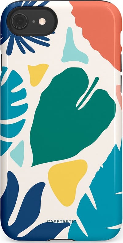 Casetastic Hoesje Geschikt voor Apple iPhone 7/8/SE - Stijlvolle Beschermende Duo-layer Case - Moderne Kunstbladeren
