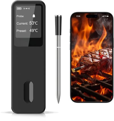 SNJY® Vleesthermometer Draadloos - Kerntemperatuurmeter BBQ Draadloos - BBQ Thermometer - Tot 400°C - Zwart