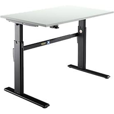 Schäfer Shop  Select Bureau, elektrisch in hoogte verstelbaar, rechthoekig, C-poot, lichtgrijs/zwart, B 1200 mm