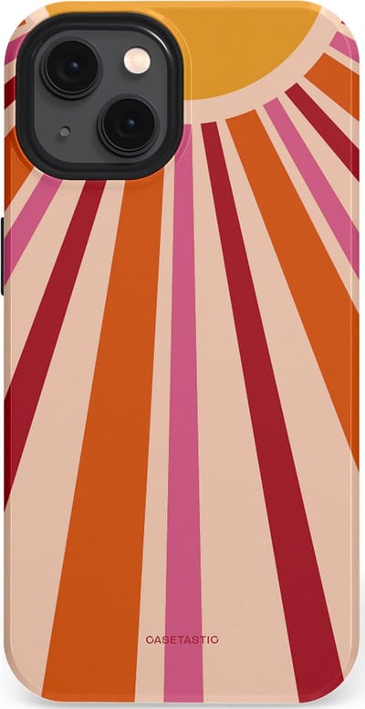 Casetastic Hoesje Geschikt voor Apple iPhone 13 Magsafe - Stijlvolle Beschermende Duo-layer Case - Retro straal