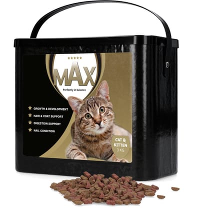 Max Kat en Kitten - Super Premium Plus voeding – Dierenvoeding met Biozin – Geschikt voor elke soort kat – Optimaliseert de spijsvertering – Verzorgt de tanden en voorkomt een slechte adem – 3kg