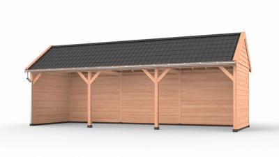 Douglas overkapping zadeldak, 900 x 300, met achterwand en twee zijwanden, Westwood Ruiter Plus