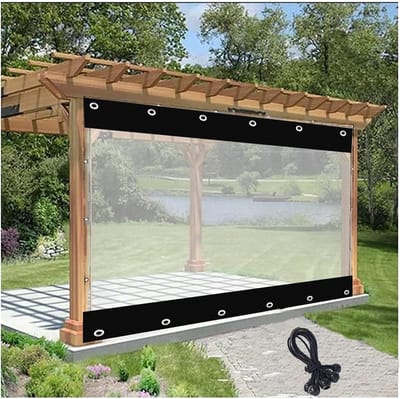 Buitengordijn Waterdicht - Transparant Zeildoek - Terras Beschermen - Zware Kwaliteit PVC - 1.5x3.3 Meter - Helder