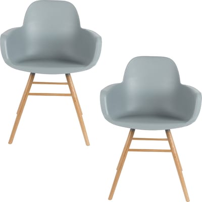 Zuiver Albert Kuip Eetkamerstoelen armleuning Lichtgrijs - Set van 2