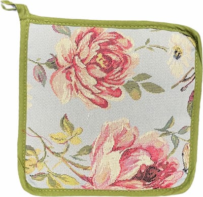 Pannenlap - luxe gobelinstof - Aiden Garden Blauw All - Rozen - 20 x 20 cm