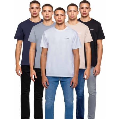 Kruze 5 Pack Heren Crew Neck T-Shirt - Assorti