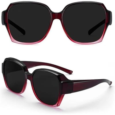 Heren en dames vintage anti-uv zonnebril, unisex, te dragen over brillen op sterkte voor bijziendheid, geschikt voor buitenactiviteiten en reizen, en ook te gebruiken over sportzonnebrillen. anti-uv