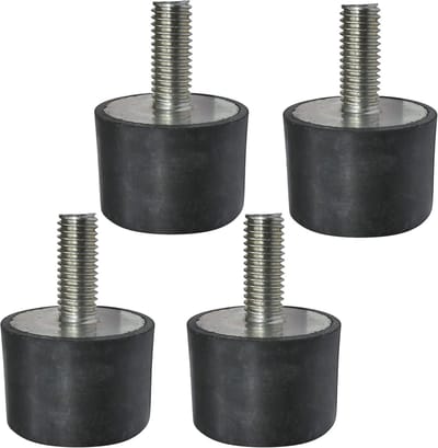 Trillingsdempende ronde voeten set van 4 - Schroefdraad M8 - Rubber en staal - Ø30mm H:20mm - Shore hardheid 70 ± 5