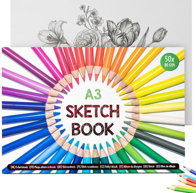 Schetsboek A3 - 50 Pagina's - Tekenpapier - Tekenblok - Schetsblok - Schetsboek Kinderen - Schetsboek Volwassenen - Vanaf 3 Jaar