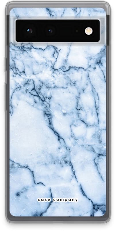 Case Company® - Hoesje geschikt voor Google Pixel 6 hoesje - Blauw marmer - Soft Cover Telefoonhoesje - Bescherming aan alle Kanten en Schermrand