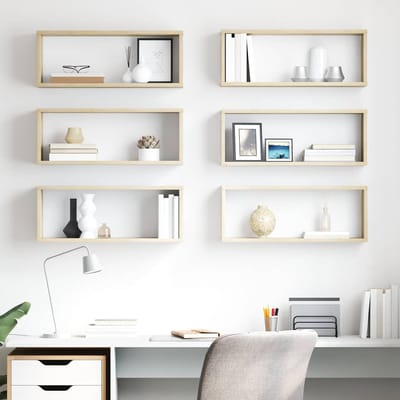 vidaXL - Wandschappen - kubus - 6 - st - 60x15x23 - cm - bewerkt - hout - sonoma - eiken