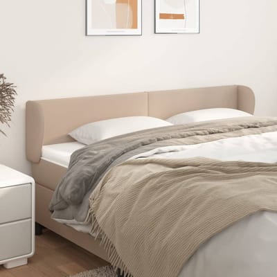 vidaXL - Hoofdbord - met - randen - 183x23x78/88 - cm - kunstleer - cappuccinokleur