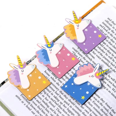 Boekenleggers Set Magnetisch - Unicorn Magic/Magische Eenhoorn - Blauw&Roze&Paars&Geel - 8x3cm